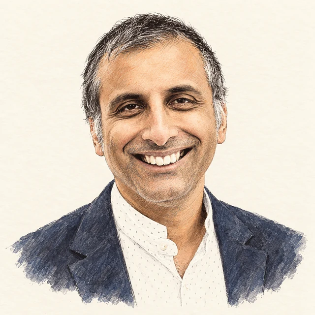 Illustrated portrait of Akshay Venkatesh