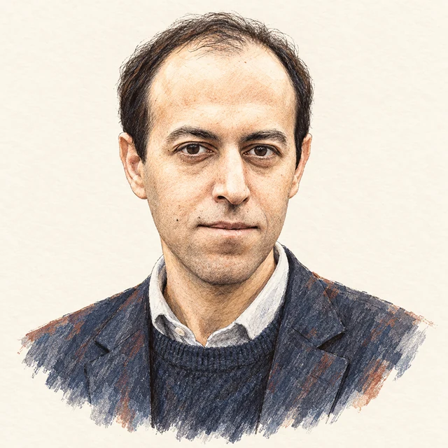 Illustrated portrait of Caucher Birkar