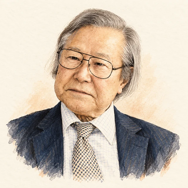Illustrated portrait of Heisuke Hironaka