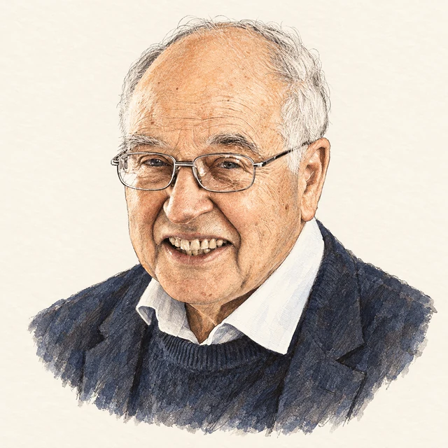 Illustrated portrait of Michael Atiyah