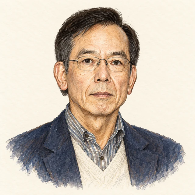 Illustrated portrait of Shigefumi Mori