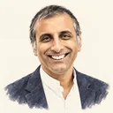 Illustrated portrait of Akshay Venkatesh
