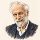 Illustrated portrait of Alain Connes