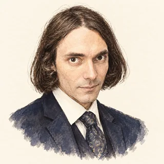 Illustrated portrait of Cédric Villani
