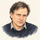 Illustrated portrait of Elon Lindenstrauss