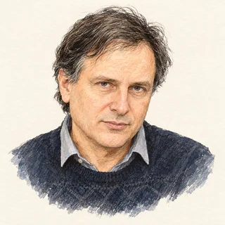 Illustrated portrait of Elon Lindenstrauss