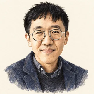Illustrated portrait of June Huh