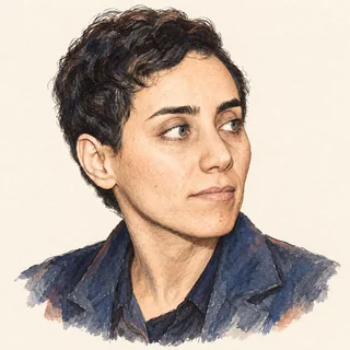Illustrated portrait of Maryam Mirzakhani