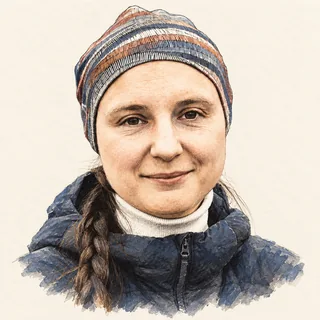 Illustrated portrait of Maryna Viazovska