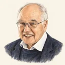 Illustrated portrait of Michael Atiyah