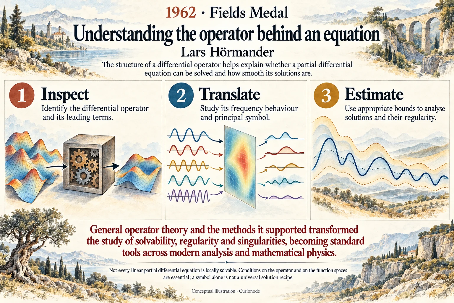 Understanding the operator behind an equation: The structure of a differential operator helps explain whether a partial differential equation can be solved and how smooth its solutions are.